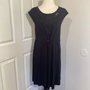 Spence woman’s cotton dress tied at waist new without tag black lightweight